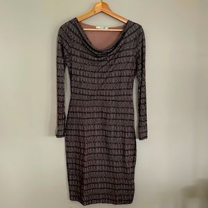 Boden Cowl Neck Long Sleeve Jersey Dress